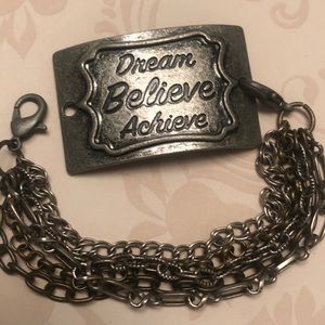 NWOT. Dream Believe Achieve Chains Message Bracelet